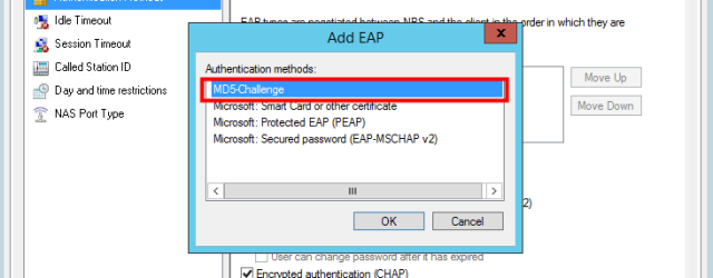 Microsoft NPS authentication eap md5 eap-md5